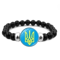Pulsera tridente Ucrania con cuentas negras lisas y espaciadores metálicos plateados - Estilo Tridente Amarillo Azul Brillante (JY006307-17)