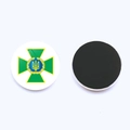 Ukraine emblem glass fridge magnet with green cross and circular black magnetic back - Green Cross Leaf Emblem Style (JY006319-9)