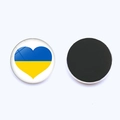 Ukraine flag heart-shaped crystal glass magnetic fridge sticker with 25mm round design - Blue-Yellow Bicolor Heart Style (JY006319-13)