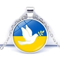 Ukraine Flagge Halskette mit Friedenstaube Anhänger in Blau und Gelb Glaskristall - Friedenstaube mit Olivenzweig Stil (JY006291-16)