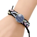 Handmade woven evil eye bracelet with colorful braided cord and blue glass cabochon - Ice Blue Geometric Eye Woven Style (JY006349-6)