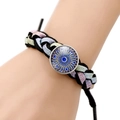 Handmade woven black evil eye bracelet with colorful sequins for women and girls - Mandala Blue Gold Woven Style (JY006349-7)