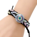Handmade bohemian black woven rope evil eye bracelet with colorful glitter inlay - Colorful Concentric Circle Woven Style (JY006349-9)