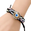 Handmade woven evil eye bracelet with colorful threads and blue glass eye charm - Gold Radial Pattern Woven Style (JY006349-10)