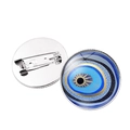 Silver Evil Eye brooch pin with vibrant blue enamel and secure rotating back clasp - Five-Color Layered Totem Style (JY006335 Silver-8) / Silver