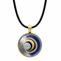 Vintage-Halskette mit blauem Evil-Eye-Glasanhänger an einer schwarzen Kordelkette - Mehrfarbiger Böhmischer Mandala-Stil (JY006343-11)