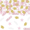 Rosa und goldenes Abschluss-Konfetti mit Sternen, Grad-Schriftzug und Doktorhut-Formen - Rosa GRAD Abschluss-Konfetti