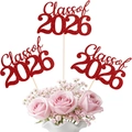 Glitzernde rote Class of 2026 Kuchendekoration für die Abschlussfeier 2026 - Vormontiertes Endprodukt / Rot