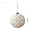 Detail of 10cm cream Christmas ball with golden diamond grid pattern and glitter - Grid Pattern (QMFG-1)
