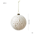 Matte cream Christmas ball ornament with golden leaf pattern and vintage metal cap - Embossed Leaf Pattern (QMFG-2)