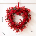 Ghirlanda a cuore di rose rosse fatta a mano con foglie verdi per San Valentino - Ghirlanda di Rose a Cuore