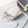 Elegant off-white chain mini crossbody bag with gold logo and stylish black edge paint - Stitched Off-white