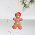 Pendaglio omino di pan di zenzero in resina con fiocco rosso per albero di Natale - Omino di Pan di Zenzero C (Con Fiocco Rosso E Motivo a Onde)