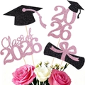 Decorazioni per torte glitterate rosa e nere per la festa di laurea della classe 2026 - Materiale Fai-da-te-Rosa Nero