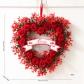Ghirlanda di rose rosse artificiali a cuore con scritta Love per San Valentino - Stile D (Rose rosse con striscione Love)