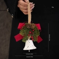 Rustic Christmas bell ornament with a red bow, pine cones, and red berries decor - Style A White