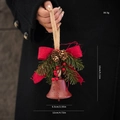 Christmas bell ornament with red bow, pine cone and berries, 13cm height festive decor - A-Style Red