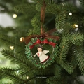 Adorno de corona navideña con ángel y lazo rojo para decorar el árbol de Navidad - Ángel con Corazón