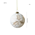 White vintage Christmas ball ornament with gold embossed leaves, size 7.8cm in diameter - Gold Embossed Leaves (QMFG-3)