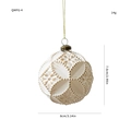 Vintage creamy white Christmas ball ornament with embossed gold patterns and hanging string - Vintage Floral Relief (QMFG-4)