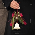Christmas bell ornament with pine cones and red-green bow tie, 16cm festive decoration - Style B White