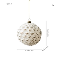 Decorazione natalizia a forma di pigna bianca e oro con motivo a scaglie strutturato - Texture a Squame di Pigna (QMFG-7)