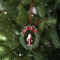 Adorno de corona navideña con Papá Noel y linterna en corona de acebo - Guirnalda de Papá Noel