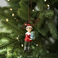 Adorno navideño de elfo con cajas de regalo azules para decorar el árbol - Elfo con Regalo