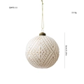Palla di Natale bianco crema da 8cm con rilievo geometrico dorato e cordino - Rilievo Geometrico a Rombo (QMFG-11)
