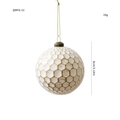 Pallina di Natale con texture a nido d'ape bianca e oro e tappo in bronzo da 8 cm - Texture Esagonale a Nido d'Ape (QMFG-12)