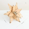 Champagne velvet artificial Christmas flower with gold glitter edges for tree decor - Gold