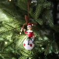 Figura de elfo navideño en adorno de estrella, decoración festiva, altura 10 cm - Elfo en Bola de Navidad
