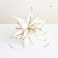 Artificial white Christmas poinsettia flower with gold glitter details 26cm size - Champagne