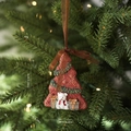 Colgante de árbol de Navidad en resina con oso blanco y caja de regalo decorativa - Árbol de Navidad