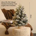 Mini sapin de Noël enneigé de 45cm en PE et PVC sur un socle en bois naturel - Sans Lumières / Petit Style Floconné