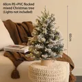 Mini sapin de Noël de table de 60cm avec effet neige floquée et socle en bois - Sans Lumières