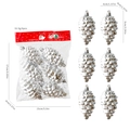 6er-Set silberne Tannenzapfen-Weihnachtsanhänger mit 4x9cm Größe und Box-Maßen - Tannenzapfen-Stil / Silber