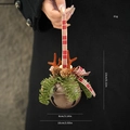 Brown frosted Christmas bell ornament with deer antlers and red plaid bow tie - Style D Coffee