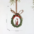Resin Christmas wreath ornament with Santa Claus and a red bow for tree decoration - Santa Wreath