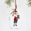 Resin Christmas elf ornament with red top and green pants holding gift boxes for tree decor - Elf with Gift