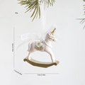 Pink unicorn rocking horse Christmas ornament hanging on pine branch for tree decor - Pink Unicorn