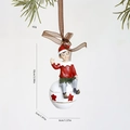 Vintage Christmas elf resin hanging ornament on white ball with size specifications - Elf on Christmas Ball