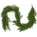 Deep green Norfolk Pine artificial garland with realistic needles and hanging hook - Willow Leaf Garland Naked