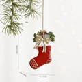 Festive red Christmas stocking resin ornament with golden bow and 10cm height dimension - Bowknot Stocking