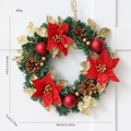 30cm Weihnachtskranz mit roten Weihnachtssternen, Zapfen und Goldblatt-Dekor - Weihnachtskranz C (Klassisch Rotgold 30CM)