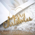 Panneau de Noël en bois Merry Christmas avec sapin pailleté doré, décor suspendu 20cm - Plaque de Lettres Style B (ZP06)
