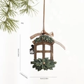 Vintage window resin Christmas ornament with mini lantern and pine needles 9cm - Green Leaf Window