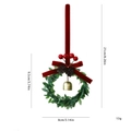 Mini-Weihnachtskranz mit roter Beflockungsschleife, Goldglocken und Beeren, 21 cm Höhe - Anhänger In Form Eines Glockenkranzes Mit Roten Beeren