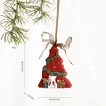Christmas tree resin ornament with a white bear, gift boxes, and red velvet ribbon - Christmas Tree