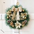 Ghirlanda di Natale 30cm con palline dorate, fiori bianchi e scritta Merry Christmas - 30CM (Oro)